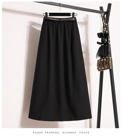 2025 Plus Size Skirts for Women Autumn Elegant Solid Women's Wrap Umbrella Skirts Korean High Waisted Suit Pleated Skirt