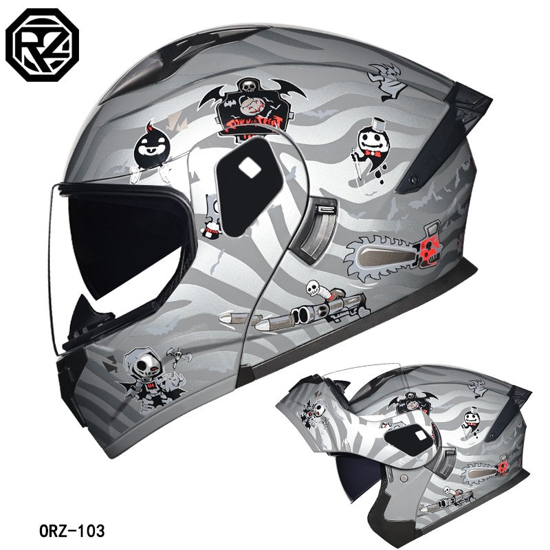 Capacete modular articulado de motocicleta de alta qualidade ORZ, material ABS, lente dupla, capacete integral, lote DOT