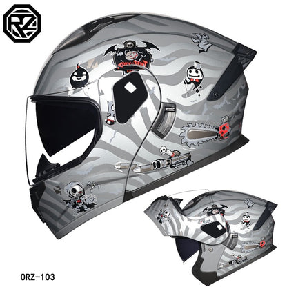 Capacete modular articulado de motocicleta de alta qualidade ORZ, material ABS, lente dupla, capacete integral, lote DOT