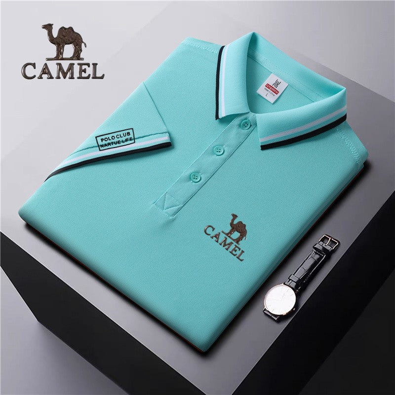 2024 Camel Authentic Badge Summer  shirt short sleeved lapel t-shirt summer polo shirt cultural shirtemployee factory uniform