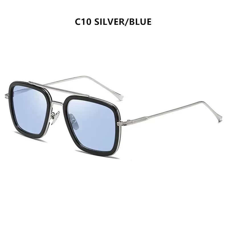Fashion Steampunk Men Sunglasses Tony Stark Iron Man Sun Glasses Vintage Metal Eyewear Steam Punk Sunglass UV400 Male Gafas