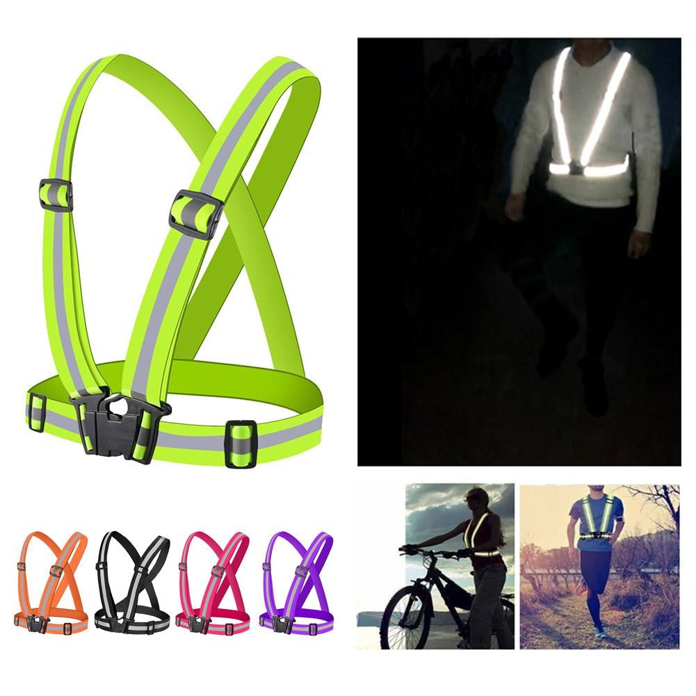 High Visibility Reflective Vest Reflective Straps Night Running Cycling Clothing Vest Adjustable Safety Vest Riding Equipment