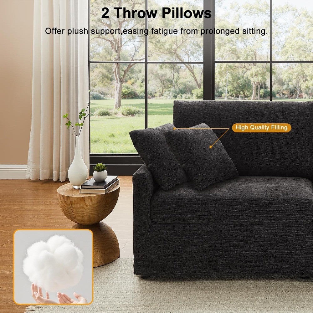 85" Chenille Sofa Couches for Living Room, 3 Seater Sofa with 2 Pillows, Modern Couches Tool-Free Setup, Comfy Oversized