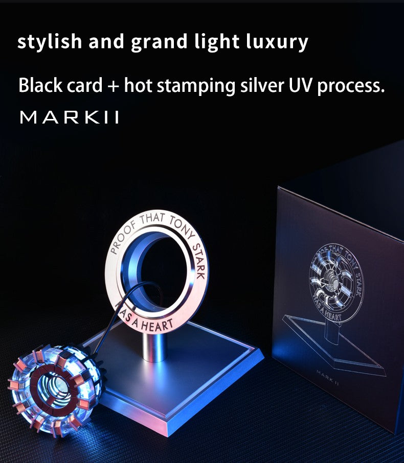 Reator Ark Mark1 de primeira geração. Logotipo do núcleo Mark1. Modelo luminoso do núcleo. Brinquedo de cosplay de super-herói 1:1, lâmpada peitoral, presente infantil