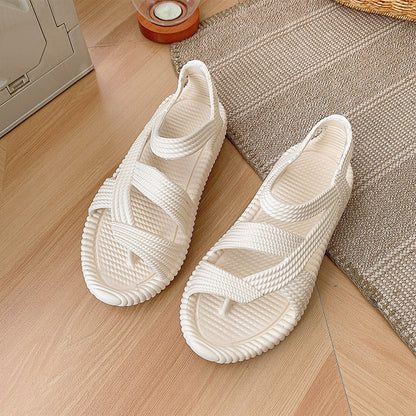 Men's Beach Sandals Summer Vacation EVA Non-Slip Straw Sandals Fashion Couple Flip Flops Soft Outdoor Breathable Casual Shoes