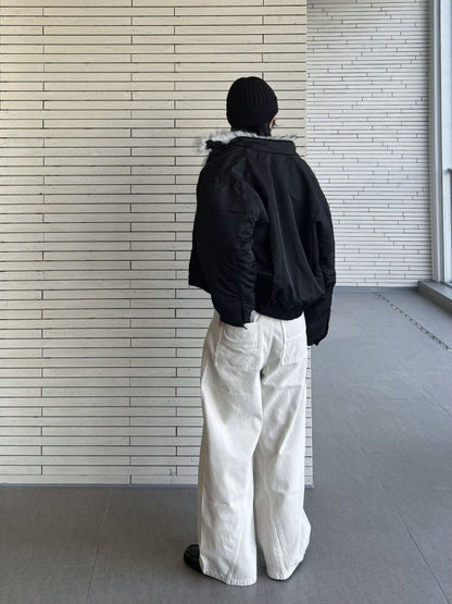 2025 Winter New Fashion Mountain Carving Imitation Wolf Fur Coat Men and Women Y2K Harajuku Hip-hop Pop Bomber Jacket Cleanfit