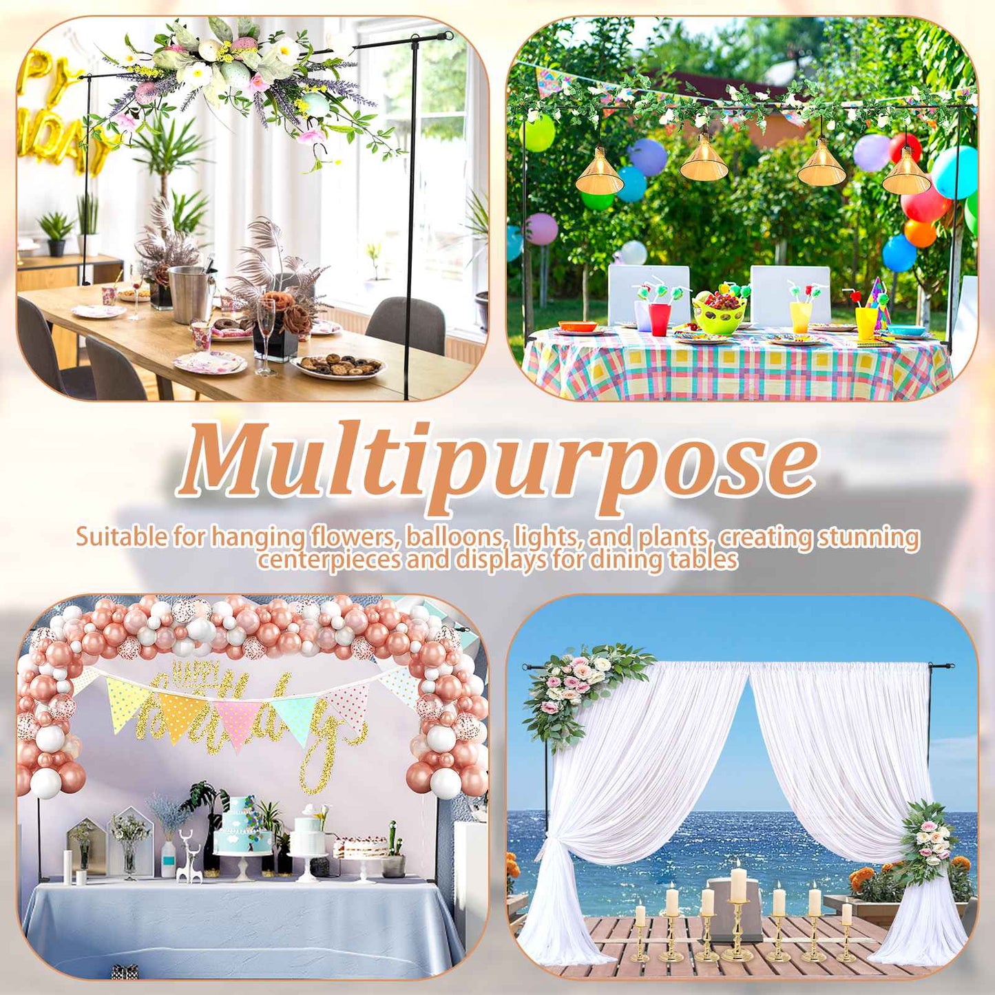 Over The Table Rod Stand Balloon Arch Stand Adjustable Table Arch Hanging for Wedding Birthday Party Christmas Anniversary Decor