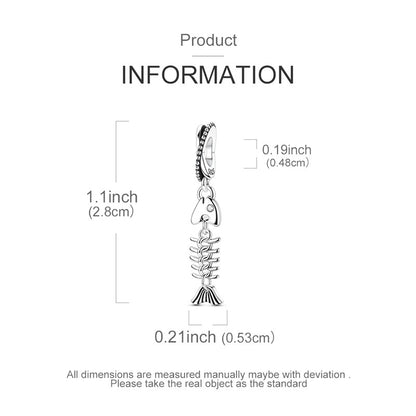 925 Sterling Silver Minimalist Fishbone Shaped Pendant Classic Talisman Charm Fit Original Charm Bracelet Women DIY Jewelry Gift