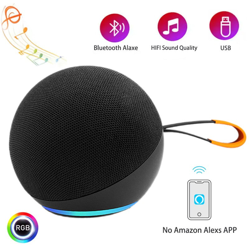 Mini Caixa de Som Bluetooth Portátil Sem Fio com Cancelamento de Ruído Alaxe para Festas, Acampamentos, Luz RGB e Subwoofer para Ambientes Externos