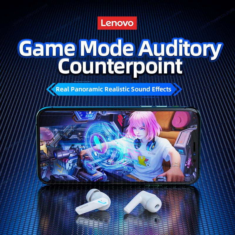 Fone de Ouvido Original Lenovo GM2 Pro Bluetooth 5.3 Sem Fio para Jogos com Baixa Latência Chamada HD Fones de Ouvido com Modo Duplo e Microfone GM2Pro
