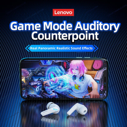 Fone de Ouvido Original Lenovo GM2 Pro Bluetooth 5.3 Sem Fio para Jogos com Baixa Latência Chamada HD Fones de Ouvido com Modo Duplo e Microfone GM2Pro