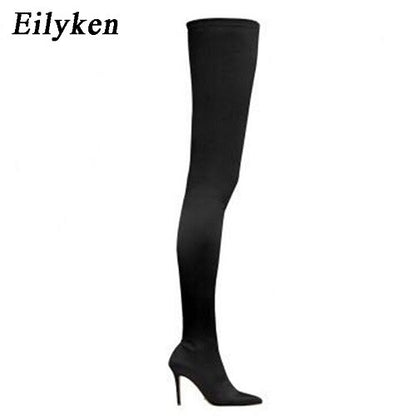 Eilyken Thigh High Over The Knee Elastic Stretch Boots Women  Sexy Thin Heels Sock Long Boots Mujer