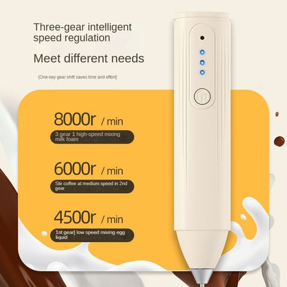 Espumador de leite elétrico recarregável portátil para bebidas, máquina de café, batedor de ovos de 3 velocidades, mixer multifuncional para cozinha doméstica