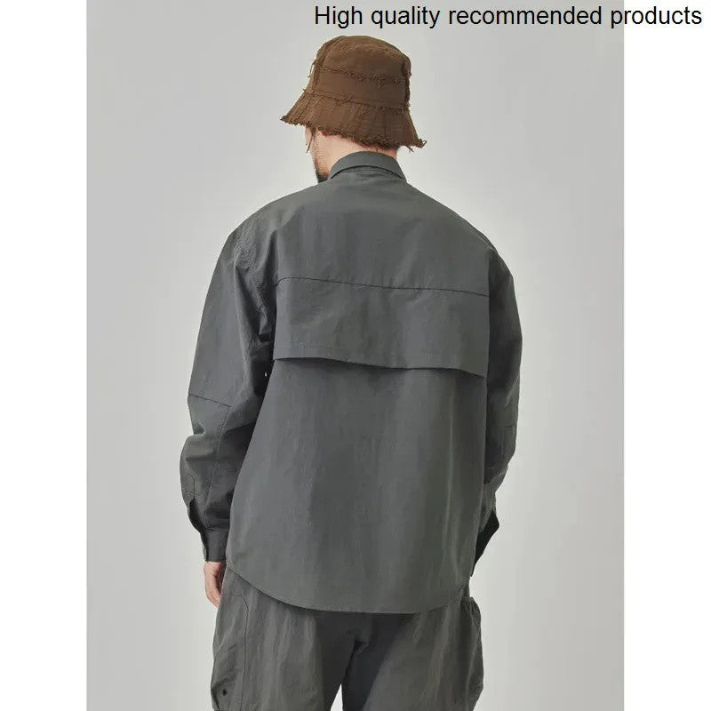 Dry Men Quick Outdoor Waterproof Lightweight Tack Techwear Cargo Shirts Man Streetwear Loose Casual Long Sleeve Oversize Shirt