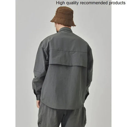 Dry Men Quick Outdoor Waterproof Lightweight Tack Techwear Cargo Shirts Man Streetwear Loose Casual Long Sleeve Oversize Shirt