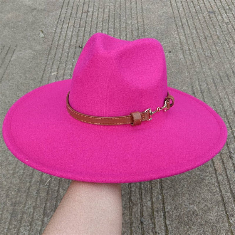 Chapéu Fedora de feltro liso com coroa em formato de gota para homens e mulheres novo cinto de couro Chapéu Panamá ????? ???????