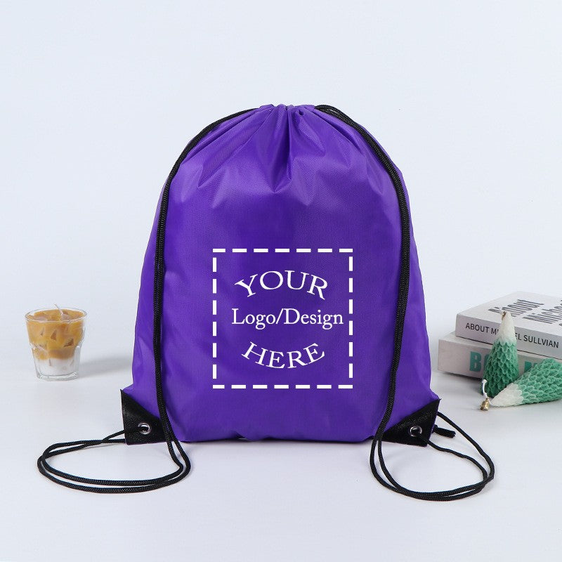 20/50Pcs Custom Bag Printing Logo Schoolbag Promotional Outdoor Casual Gym Sport Waterproof Advertising Bag Drawstring Backpack