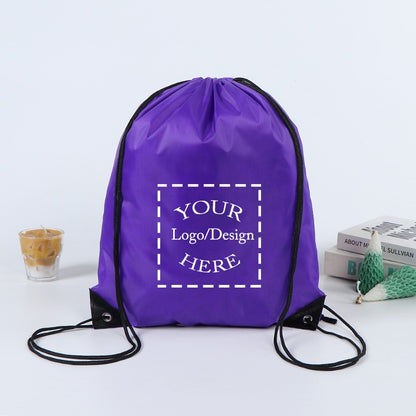 20/50Pcs Custom Bag Printing Logo Schoolbag Promotional Outdoor Casual Gym Sport Waterproof Advertising Bag Drawstring Backpack