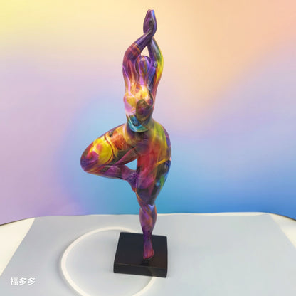 Europe Resin Decoration Home Wine Cabinet Ornaments Action Figures Statue Graffiti Yoga Weight Loss Woman Living Room Decor New