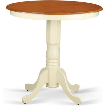 East West Furniture Jackson Round Counter Height Dining Table, 36 Inch Diameter, Black and Cherry Finish