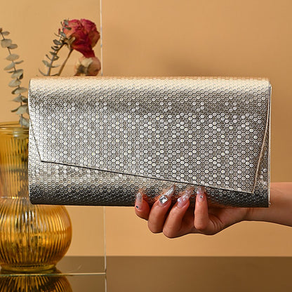 Polka Dot Metal Grain Handbag with Chain, Shoulder Hardware, Jewelry Storage Bag for Evening Dress, Large Capacity