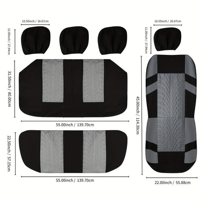 Car Seat Covers Full Set Front Split Rear Bench For Car Universal Cloth SUV Sedan Van Automotive Interior Covers