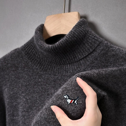 Designer Quality Men's Long Sleeve High Necked Sweater Autumn New Dog Print Soft Warm Knitted Casual Versatile Commute Men'swear