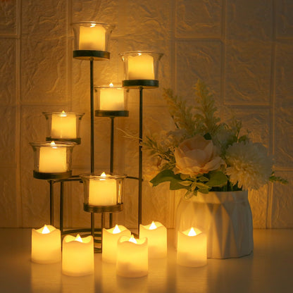 24/48Pcs Flameless LED Candle Lights Battery Powered Creative Wishing Tea Lamp Warm White Halloween Wedding Christmas Decoration