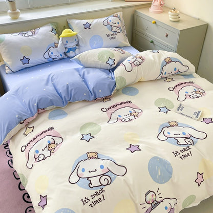 New Sanrio Hello Kitty Bedding Set Cotton Kuromi Melody Bedding Double Pillowcase Bed Linens Girl Dorm Bedclothes Home Textile