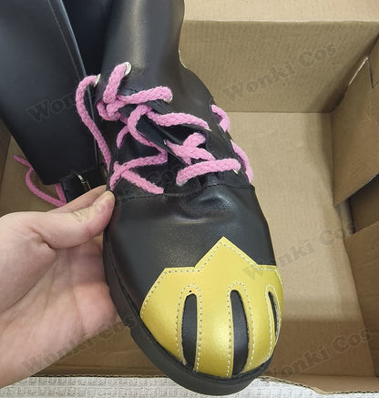 Peruca de Cabelo para Cosplay Arcane Jinx Traje Anime Sapatos Botas para Cosplay Jinx Feminino para Meninas, Mulheres, Role Play, Festa, Carnaval, Roupas