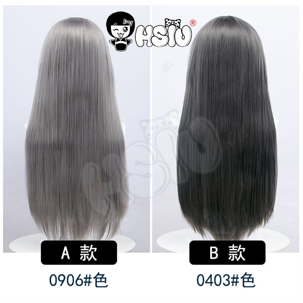 ?HSIU Brand?26 Colors 60cm Long Straight Hair Pink Gray  White purple Black pink Fiber synthetic wig + Free brand wig net