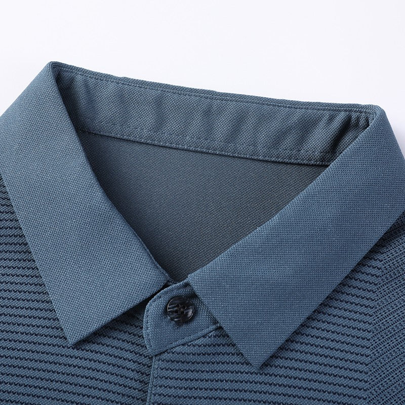 Luxury Quality Men's Polo Shirt Striped Print Pocket Short Sleeve Autumn Lapel T-Shirt Business Classic Casual Trend Menswear