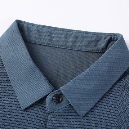 Luxury Quality Men's Polo Shirt Striped Print Pocket Short Sleeve Autumn Lapel T-Shirt Business Classic Casual Trend Menswear