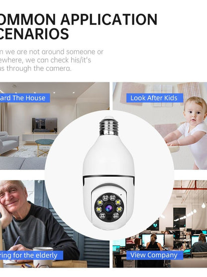 Bulb E27 Surveillance Camera Full Color Night Vision Automatic Human Tracking Zoom Indoor Security Monitor Wifi Miini IP Camera