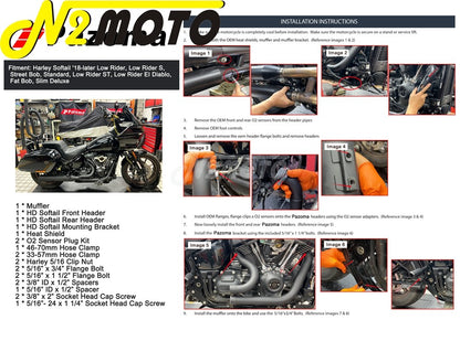 For Harley Softail Low Rider EI Diablo ST FXLRST FXRST 117 2022-2024 2-In-1 Full Length Exhaust System Stepped Head Muffler Pipe