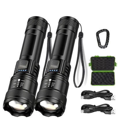 Lanterna Super Brilhante P50 Recarregável USB LED de Longo Alcance Tática À Prova D'Água para Acampamento Pesca Emergência