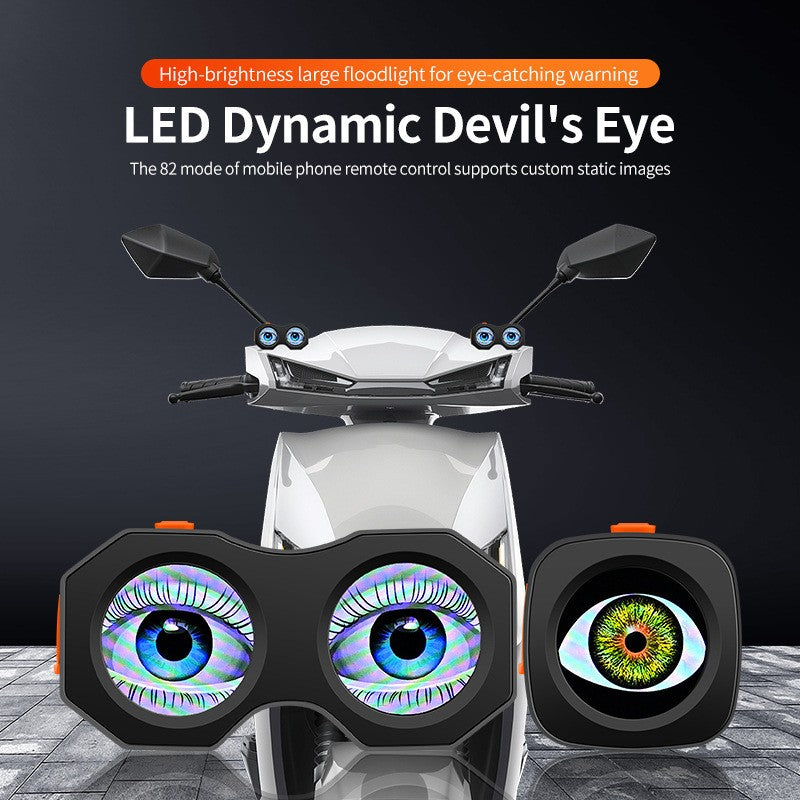 Lâmpada Olho do Diabo Moto Bicicleta Elétrica Luz Traseira Modificação Espelho Retrovisor Olho Águia Olho LED Atmosfera Dinâmica Controle APP