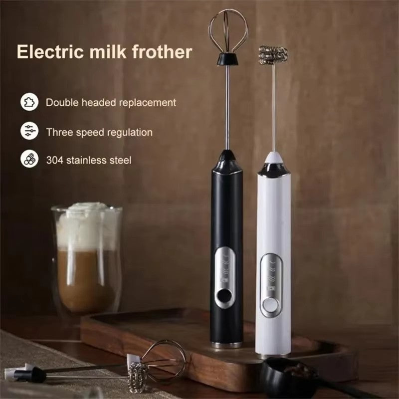 Espumador de leite elétrico, batedor de ovos manual, máquina de café portátil, batedor de creme, mixer de alimentos de cozinha de 3 velocidades, misturador de ingredientes