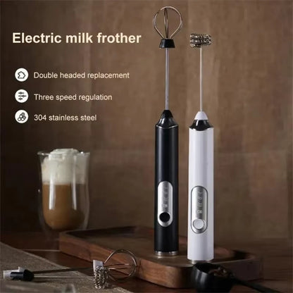 Espumador de leite elétrico, batedor de ovos manual, máquina de café portátil, batedor de creme, mixer de alimentos de cozinha de 3 velocidades, misturador de ingredientes