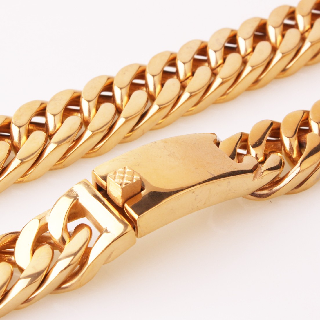 Granny Chic 15mm 7-40inch Dourado Firme Forte 316L Aço Inoxidável Joias Elo Cubano Corrente Gargantilha Colar Masculino