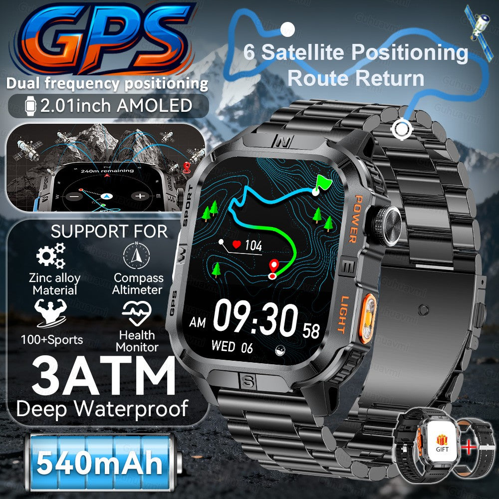 2026 New Millitary Grade GPS Position 2.01"Smart Watch Men 3ATM Waterproof Compass 540mAh Bluetooth Call Sports Smartwatches IOS
