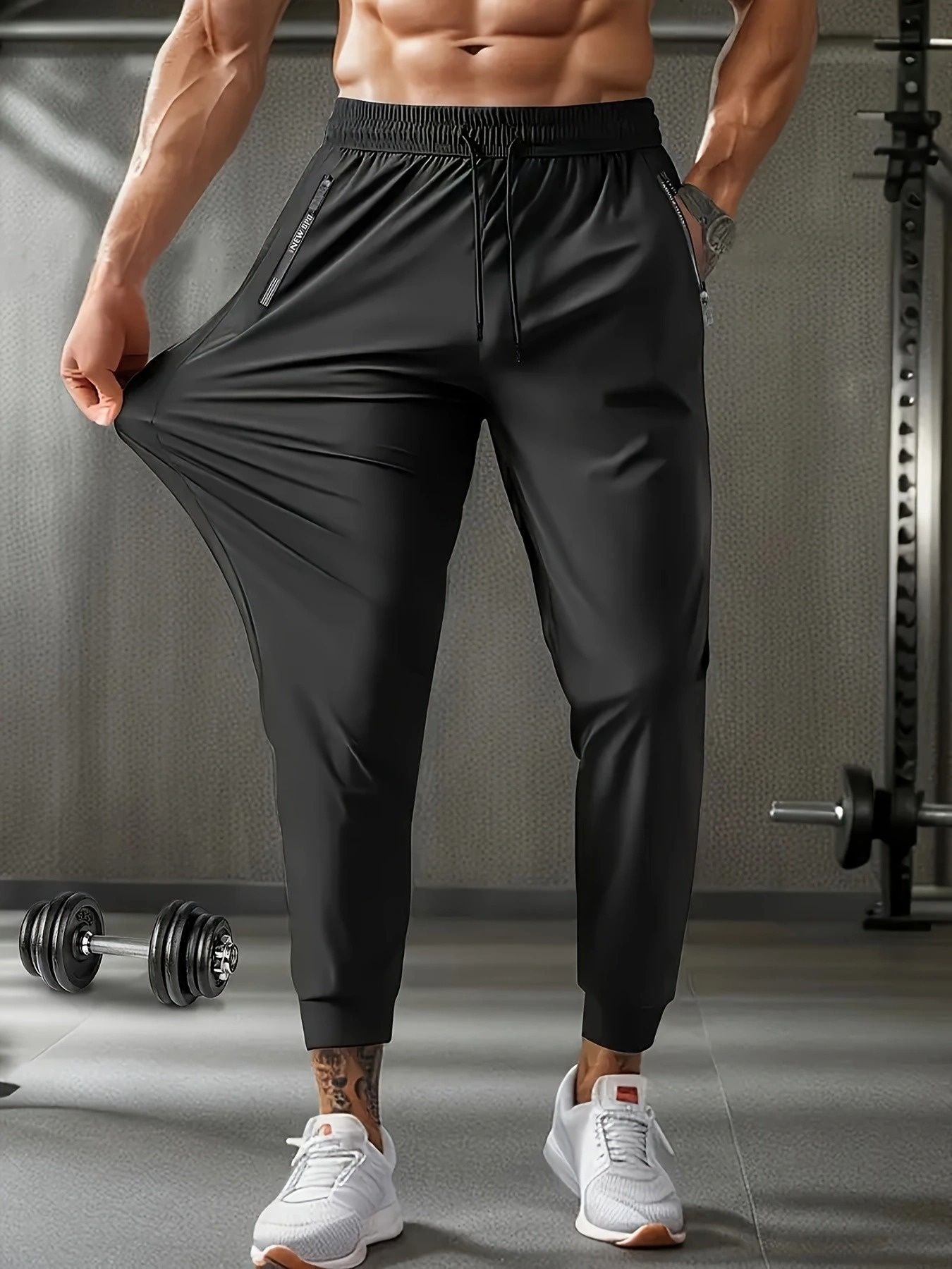 Calça Jogger Masculina Plus Size Respirável para Homens Calça de Moletom Secagem Rápida Reta Cós Elástico Estilo Coreano Clássico Esportivo
