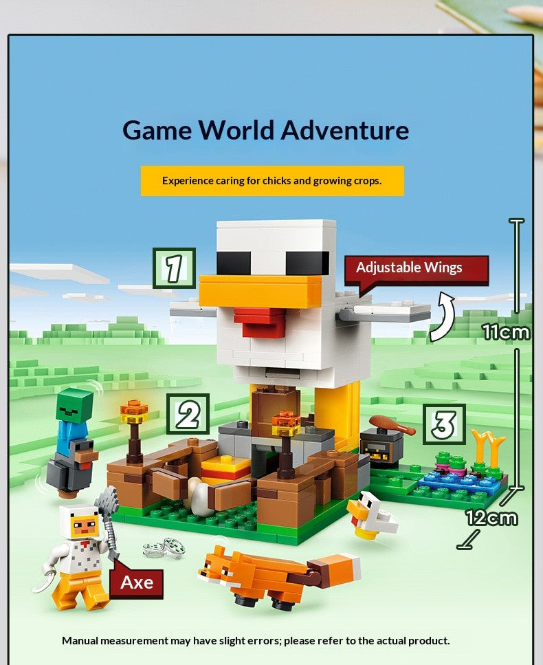 Lego Minecraft Série 21585 Fazenda de Galinhas Quebra-Cabeça Infantil Montar Blocos de Construção Brinquedo de Presente
