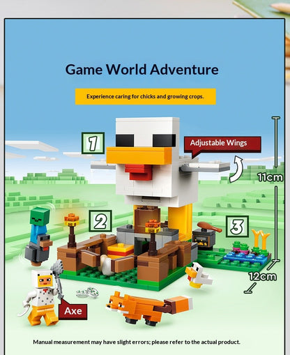 Lego Minecraft Série 21585 Fazenda de Galinhas Quebra-Cabeça Infantil Montar Blocos de Construção Brinquedo de Presente