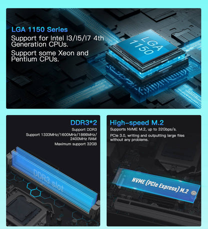 MACHINIST H97 STRONG Motherboard LGA1150 support Support Intel Core i7/i5/i3/E3 DDR3 Mini-ATX VGA/HDMI/DP/COM Dual LAN WIFI M.2