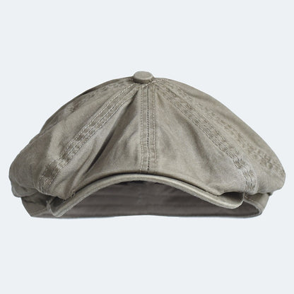 Washed Cotton Newsboy Cap Peaky Octagonal Hat Vintage Casual Cap Solid Berets Visor Gatsby Flat Ivy Hat