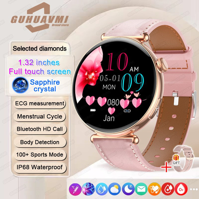 Women Smartwatch 1.32inch AMOLED Screen Call ECG Sport Watch Blood Pressure Micro physical examination AI dial Women Smart Watch