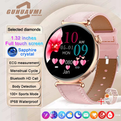 Women Smartwatch 1.32inch AMOLED Screen Call ECG Sport Watch Blood Pressure Micro physical examination AI dial Women Smart Watch
