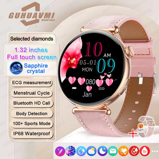 Women Smartwatch 1.32inch AMOLED Screen Call ECG Sport Watch Blood Pressure Micro physical examination AI dial Women Smart Watch