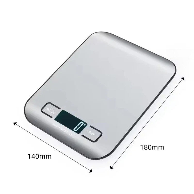 Nova Balança Digital Eletrônica de Cozinha 5kg-1g com Display LED Painel de Aço Inoxidável Ideal para Casa Joias Lanches e Cozimento